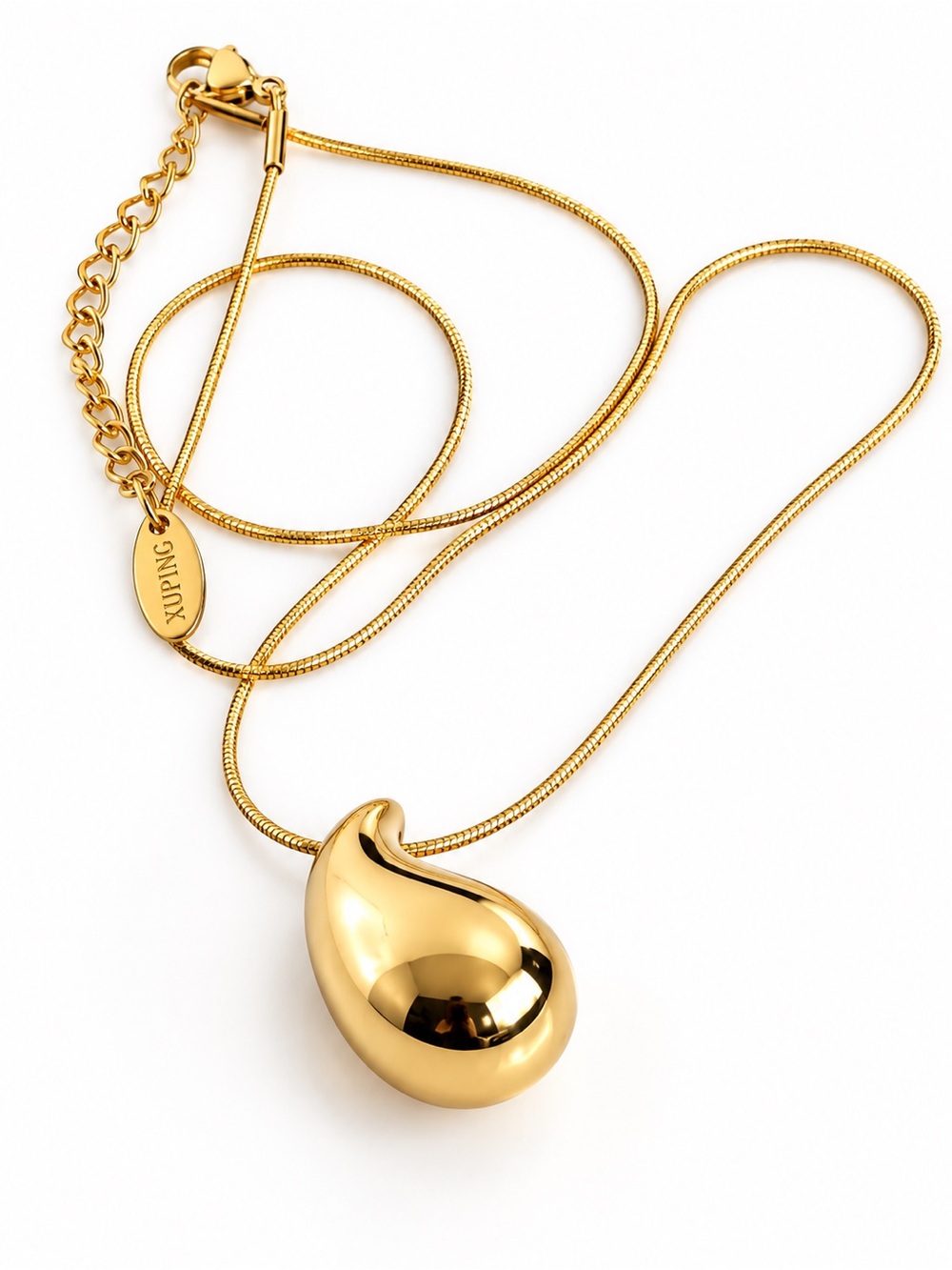 Gold stainless steel Teardrop Pendant Necklace